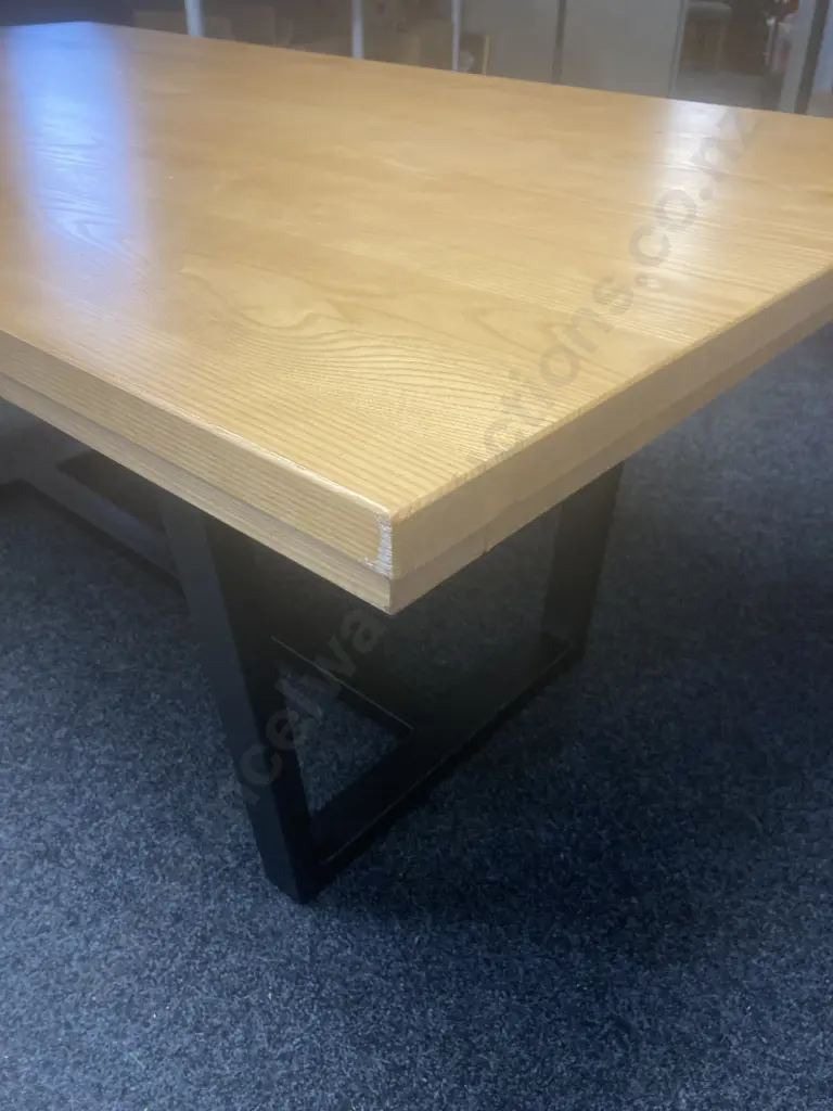 Sorinmobler Dining / Meeting Table, Made In NZ, American Oak, Heavy Black Steel Base. H76 W180 D105cm Image 1++